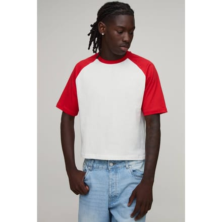 Slim Shrunken Fit Raglan T-Shirt | Red | Size Large