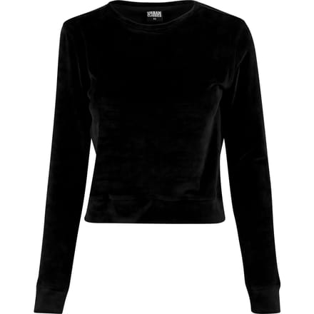 Urban Classics - Short Velvet Crew Sweater/trui - S - Zwart