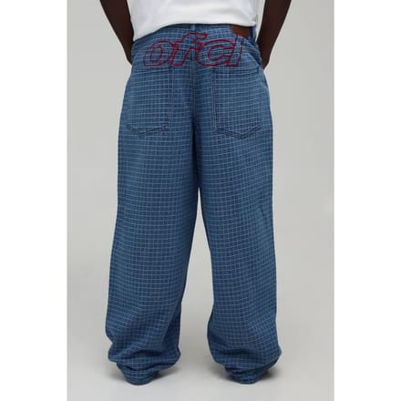 Geruite Denim Ofcl Applicatie Relaxed Fit Jeans | Mid Blue | Size 28R