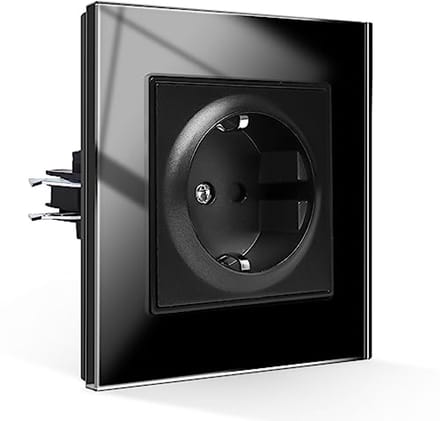 Zwart Geaard Schuko Stopcontact 16A 250V - Inbouw Met Klauwen
