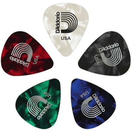 D'Addario 1CAP2-25 Assorted Pearl Celluloid Guitar Picks Plectrums voor gitaar, Light (25 stuks)