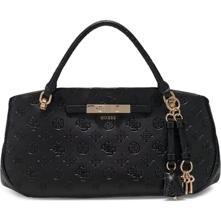 GUESS schoudertas handtas Carmella 3 Comp Satchel Black Logo zwart