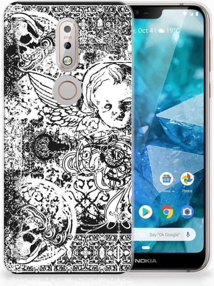 Silicone Back Case Nokia 7.1 Skulls Angel