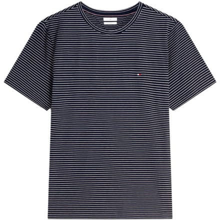 Tommy Hilfiger Flag Embroidery T-shirt Desert Sky/ecru Stripe Größe: S | Basic T-Shirts Outlet | Herren