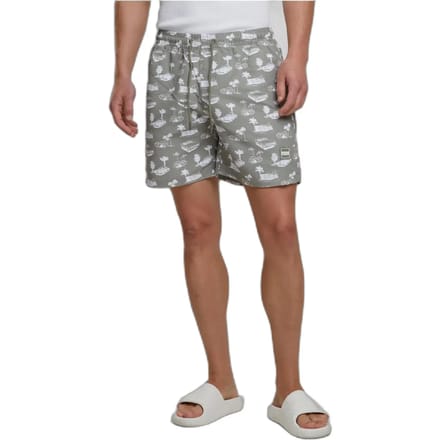 Urban Classics - Pattern Zwemshorts - S - Bruin/Wit