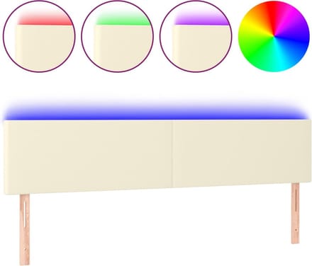 vidaXL - Hoofdbord - LED - 160x5x78/88 - cm - kunstleer - crèmekleurig