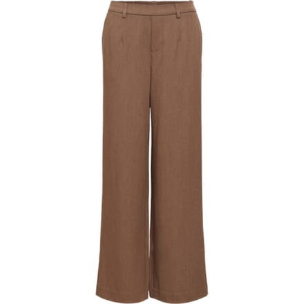 Object bruine dames broek   Wide leg fit   Steekzakken   Elastische boord   Duurzaam   Regular waist Bruin 36