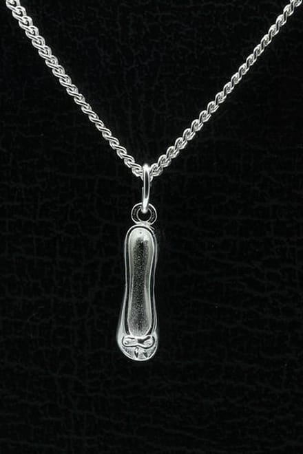 Zilveren Balletschoen ketting hanger - smal