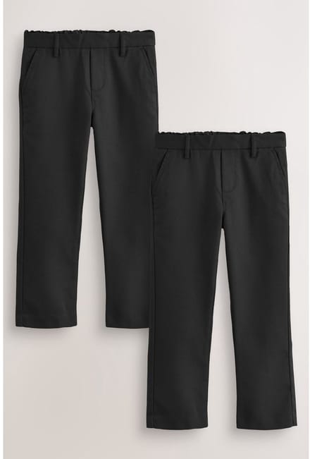 Next - Jongens - Reguliere schoolbroeken met elastische taille en rechte pijpen, 2 stuks - Zwart