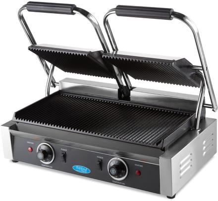 Contactgrill - Gegroefd - Dubbele Grillplaat - 2 x 22 cm