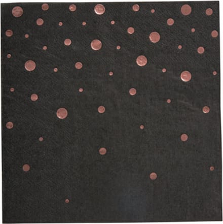 Wegwerpservetten - zwart-rosegoud - stippen - 16 stuks - 33x33cm