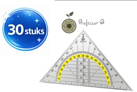 Professor Q - Geodriehoek - Transparant - 14 cm - 30 stuks