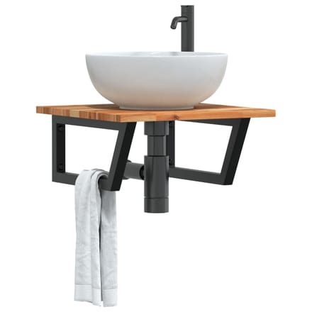 vidaXL - Badkamer - wandschap - staal - en - massief - acaciahout