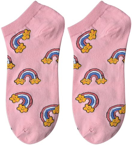 Clayre & Eef Grappige Sokken one size Roze Polyester Regenboog
