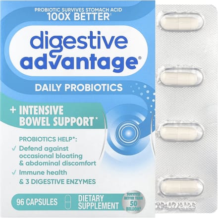 Schiff, Digestive Advantage®, Dagelijkse Probiotic + Intensieve Darmgezondheidsondersteuning, 96 Capsules