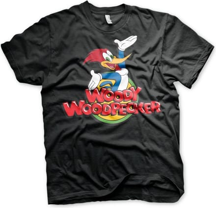 Woody Woodpecker Unisex Tshirt -S- Classic Logo Zwart