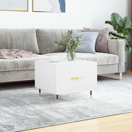 vidaXL - Salontafel - 50x50x40 - cm - bewerkt - hout - wit