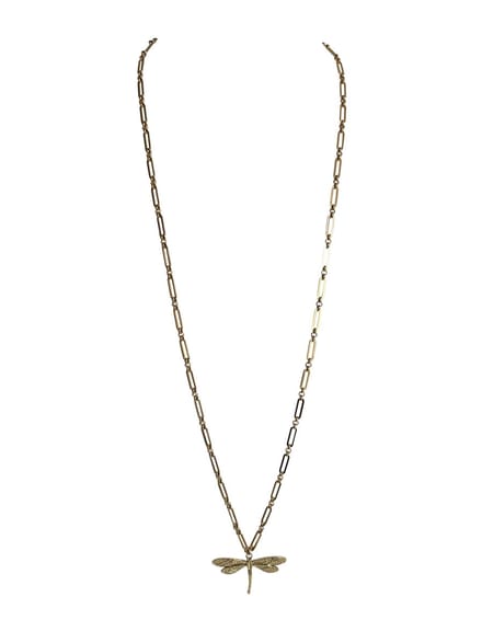 FlowJewels - lange schakelketting - libelle - stainless steel - goud