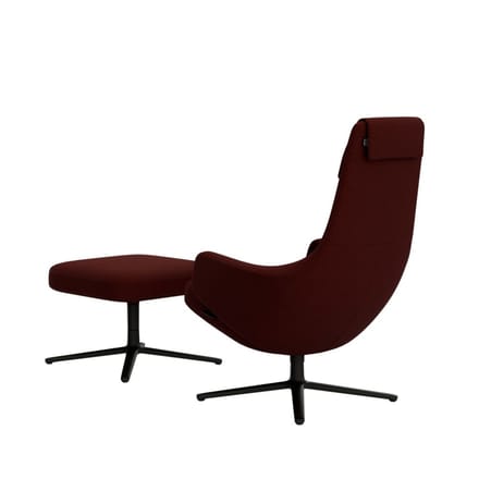 Vitra - Repos Fauteuil & Ottoman - basic dark gepoedercoat - Cosy2 kastanje - Zithoogte 45 cm - rood