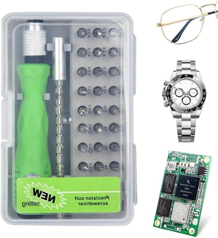 Schroevendraaierset - Precisie toolkit - Elektronica reparatie - 32-in-1 verwisselbare bits - Compact formaat - Grijs