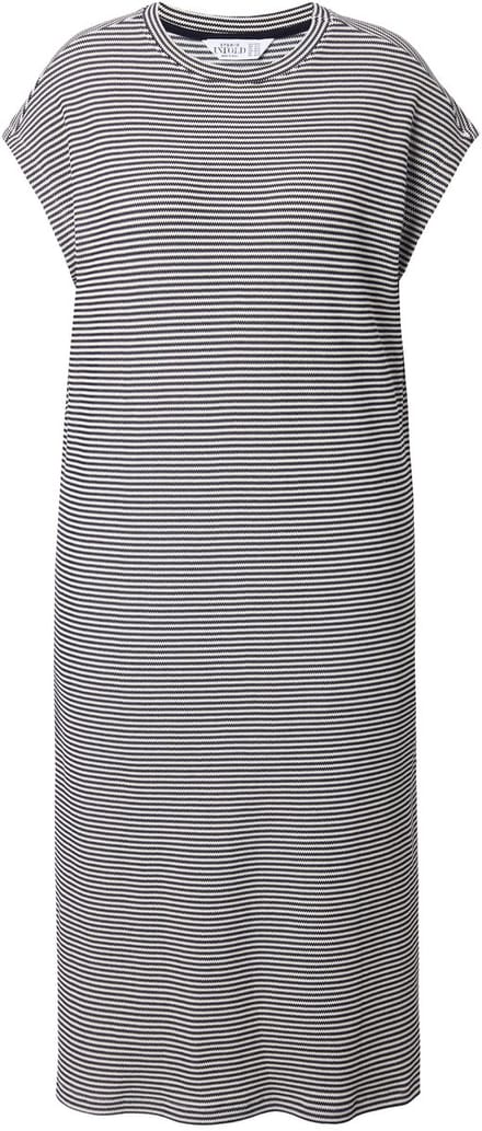 Studio Untold - Dames - Jersey midi-jurk oversized strepen - Zwart - Maat 50+