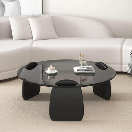 Ronde salontafel - Glazen tafel - Woonkamer decoratie - Gehard glas blad - 90 cm - Transparant