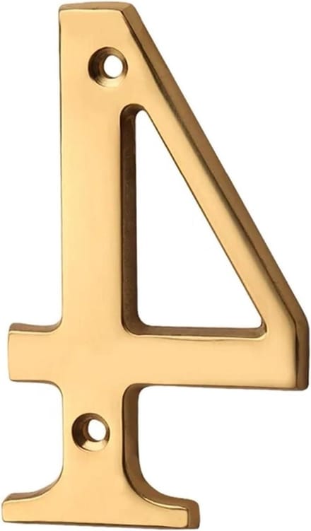 Huisnummer - Deurnummer Bord - Adres Aangeven - Massief Messing - 10 cm Hoog - Goud