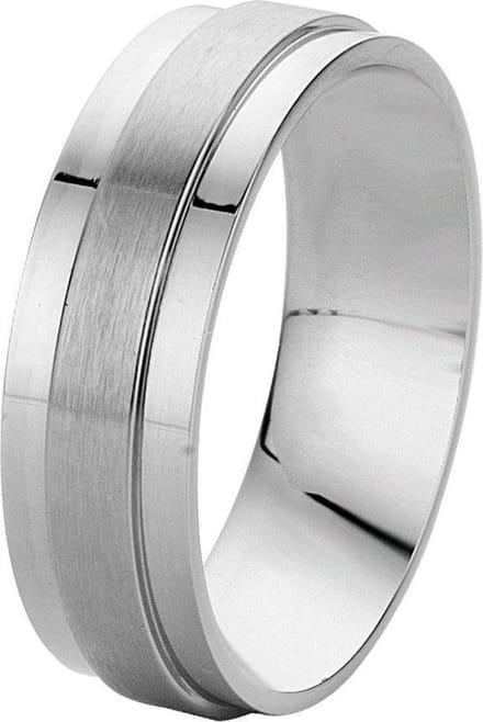 Lucardi Heren Ring mat/glans - Ring - Vaderdag Cadeautje - Staal - Zilverkleurig