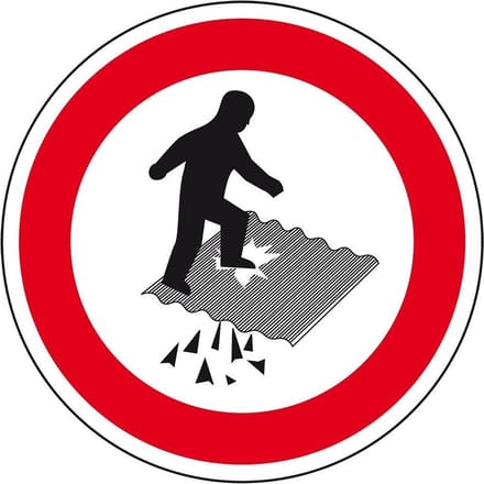 Niet betreden instortingsgevaar sticker 100 mm
