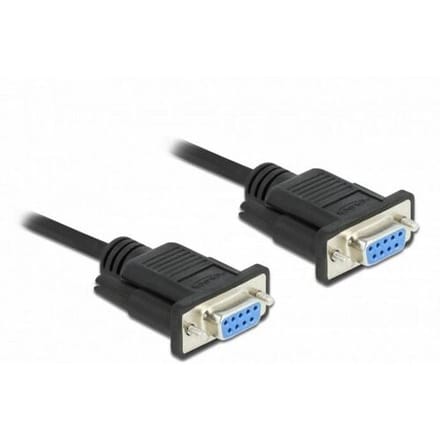 Delock Serial Cable RS-232 D-Sub9 female to female null modem with narrow plug housing 10 m