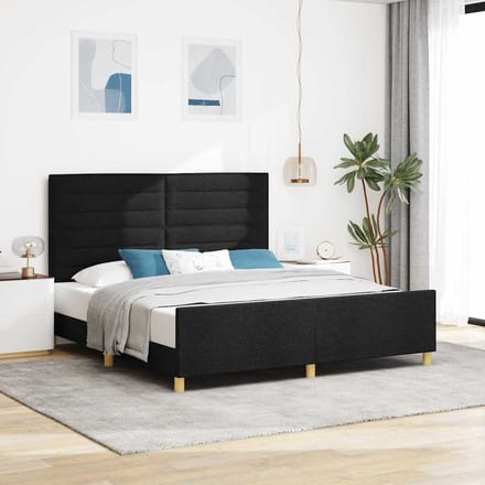 vidaXL - Bedframe - met - hoofdeinde - Zwart - 180 - x - 200 - cm - Stof