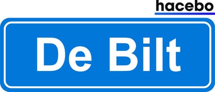 Hacebo - Plaatsnaam Sticker - 29x10 CM - De Bilt sticker - Verkeersborden sticker - grappige cadeaus - De Bilt