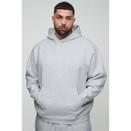 Plus 330GSM Basic Oversized Over het Hoofd Hoodie | Grey Marl | Size 4XL