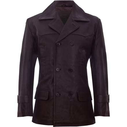 Cow Hide Dr Who Naval German Pea Coat leren jas