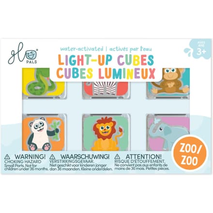 Glo Pals - light up cubes - Badspeelgoed - Zoo - Sensory Play - 6 stuks