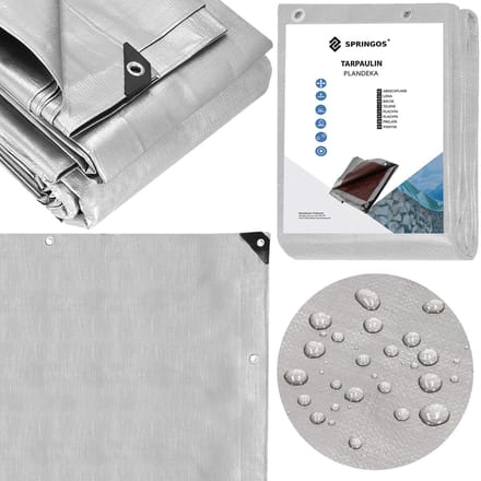 Springos Afdekzeil | Dekzeil | Zeildoek | Waterdicht | PVC | 8 x 5 m | 210 g/m2 | Grijs/Bruin