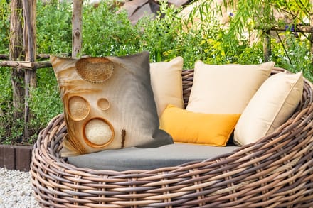Sierkussen Buiten - Granen - Hout - Kom - Beige - 60x60 cm - Weerbestendig
