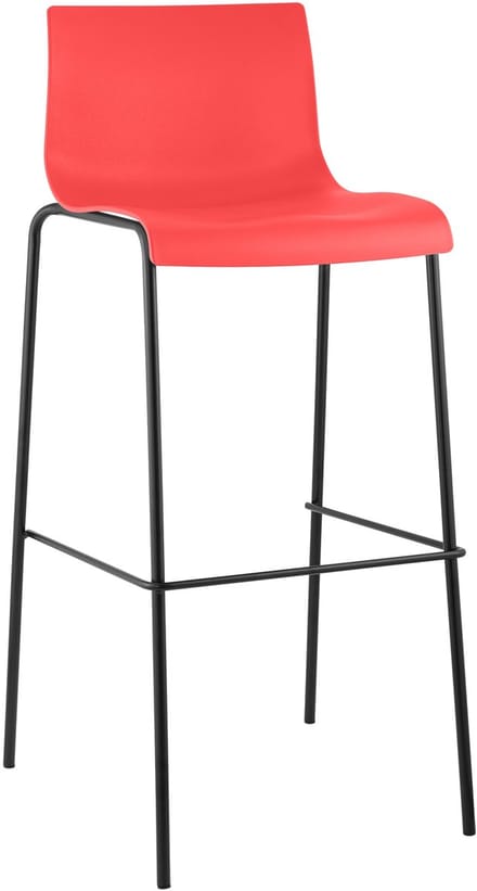 CLP Barkruk Hover kunststof 4-potig frame, met rugleuning, voetsteun zwart/rood