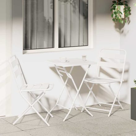 vidaXL - Tuin - Bistro - Set - 3 - st - Wit - Staal