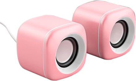 Wired USB-Powered PC Speakers USB Gaming Computer Speakers HiFi Stereo Powerful Speaker Dual-Channel 3.5mm Aux-in Connection for Computer Desktop Laptop PC /121(Pink)