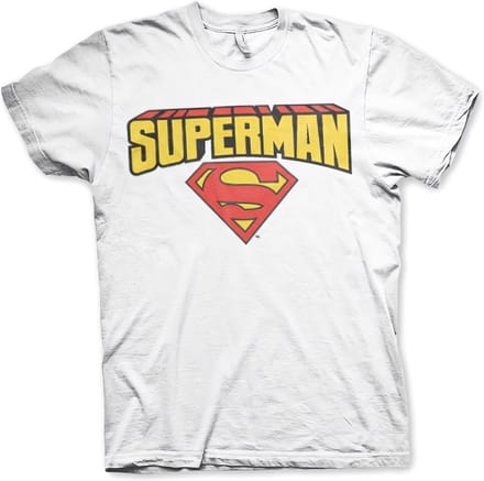 DC Comics Superman Heren Tshirt -M- Blockletter Logo Wit