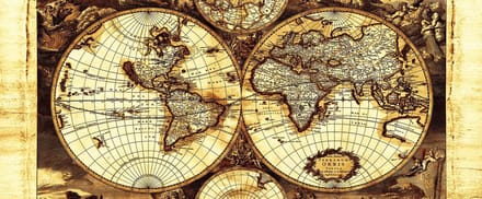 Fotobehang World Map Vintage | PANORAMIC - 250cm x 104cm | 130g/m2 Vlies