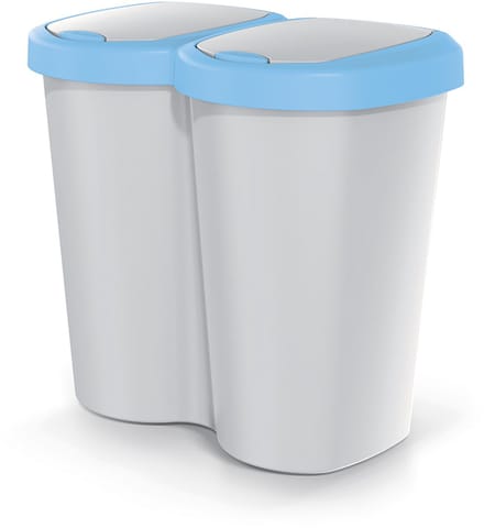 Compacta B Duo - Prullenbak - 40L - één compartiment twee deksels - Grijs / Blauw