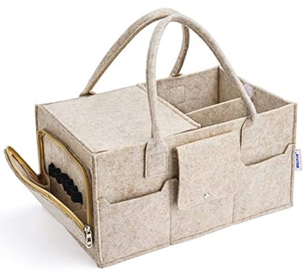 Luier Caddy Organizer voor Babyspullen - Draagbare Luierhouder met Deksel en Grote Opbergruimte