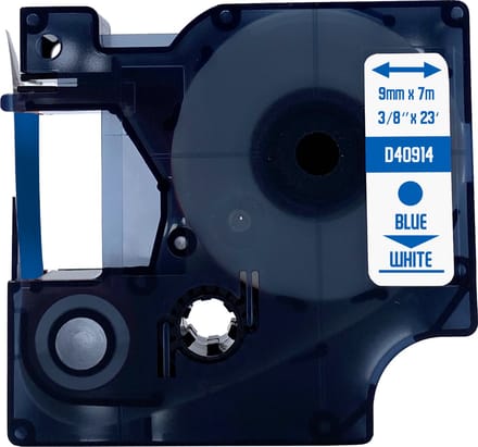 DULA Dymo D1 40914 - S0720690 - Compatible label tape - 1 lettertape - Blauw op wit - 9mm x 7m