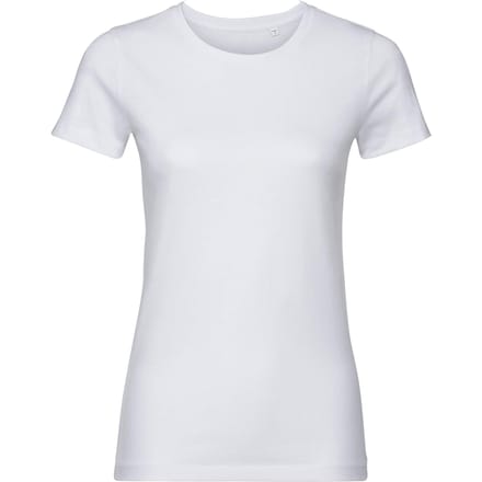 Russell Dames/Dames Authentiek Organisch T-shirt (Wit)