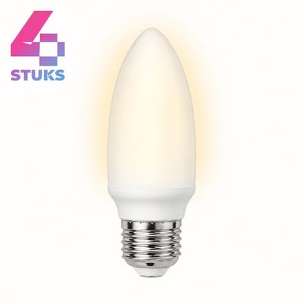 4x Kaarslamp Spaarlamp E27 - 7W - Daglicht (6400K) - 420 lm - 10 jaar - Niet Dimbaar