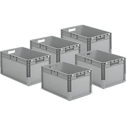 Euro Box ELB 6320 - polypropyleen - B 600 x D 400 x H 320 mm - inhoud 64 l - grijs - 5 stuks