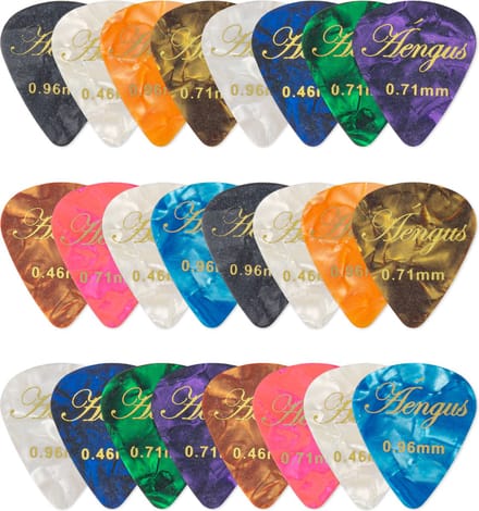 Celluloid plectrum set - 24 stuks - diktes thin 0.46, medium 0.71 en thick 0.96 mm