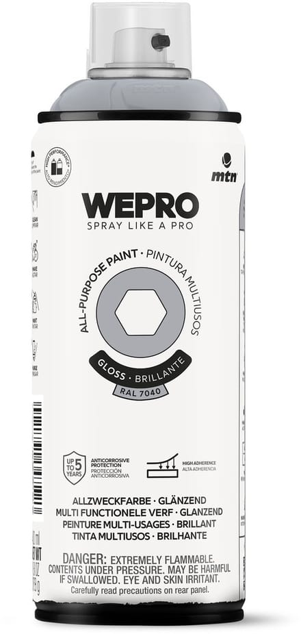 Spuitbus Ral 7040 Grijs Glans MTN WEPRO ALL-PURPOSE PAINT 400ML